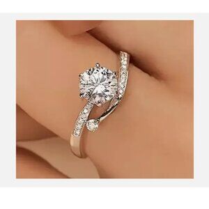 Elegant 1.5 Carat Lab Created Cubic Zirconia & 925S Sterling Silver Wedding Ring